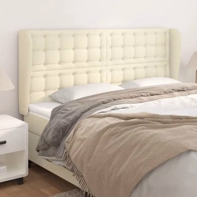 Testiera ad orecchio vidaXL in similpelle beige L: 203 cm, P: 23 cm, H: 118-128 cm – 1