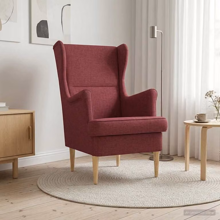 Poltrona moderna vidaXL in tessuto rosso con braccioli per soggiorno e camera da letto