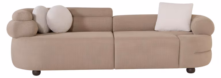 Designer Hellbraunes Polstersofa Wohnzimmer 3-Sitzer Moderne Couch