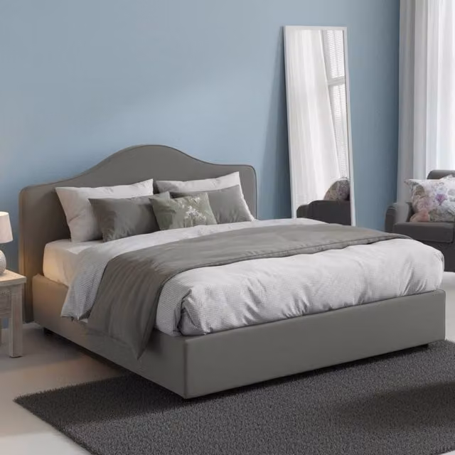 Letto Matrimoniale Alborella Talamo Italia con Contenitore a Alzata, Grigio, 160x200 cm – 1