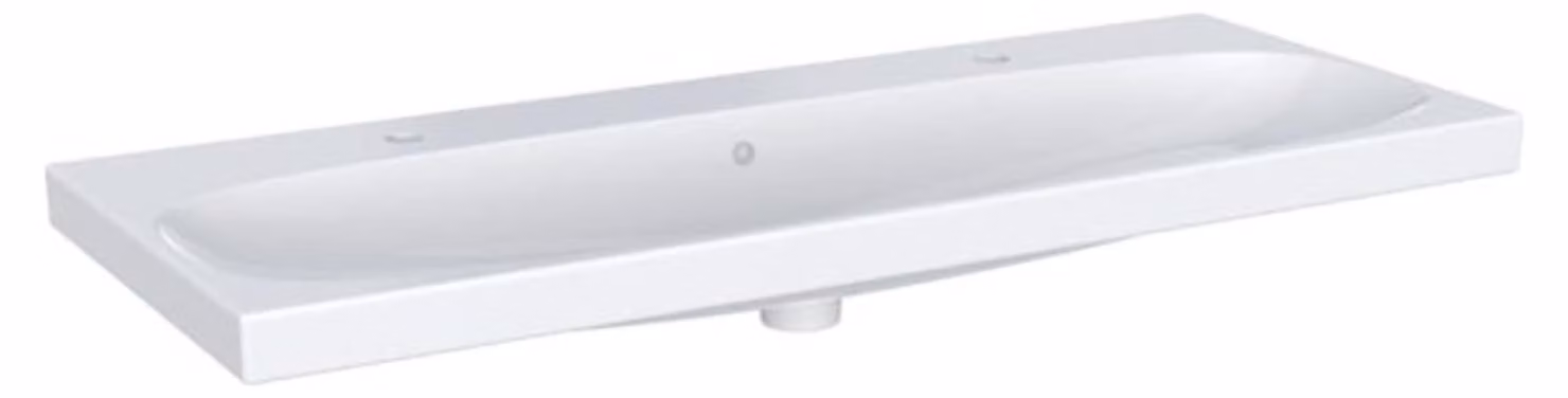 Geberit Acanto lavabo, 2 trous pour robinetterie à gauche/à droite, avec trop-plein, 1200x480mm, 501.880.00.2, 501.880.00.2