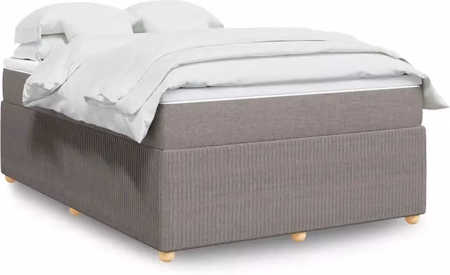 Letto Ibrido con Giroletto a Molle e Materasso vidaXL in Tessuto Beige e Grigio L/P/H: 140 x 200 cm