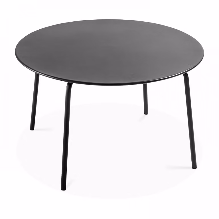 Tavolo da giardino rotondo in acciaio antracite 120 x 72 cm - Oviala Palavas