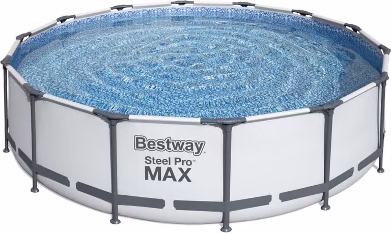 Bestway 56950 Set completo per piscina Pro Max Frame in acciaio, rotonda, con pompa filtro, scala di sicurezza e copertura 427 x 107 cm