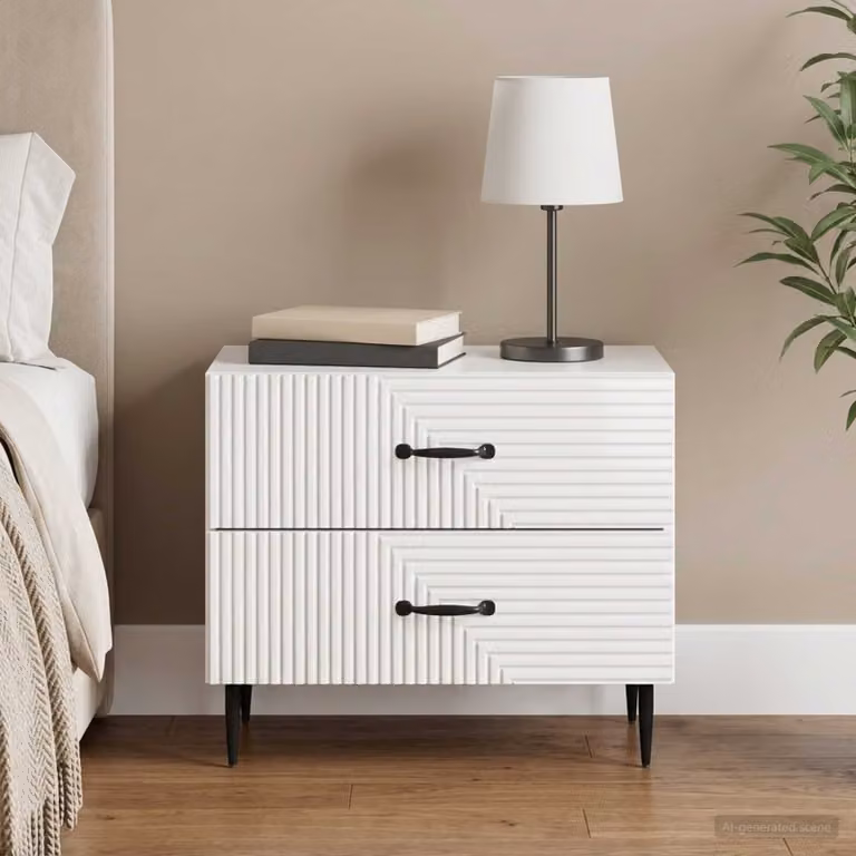 vidaXL Armadio da Notte Moderno con Cassetto Bianco Lucido L: 62 cm, P: 34,5 cm, H: 47,5 cm