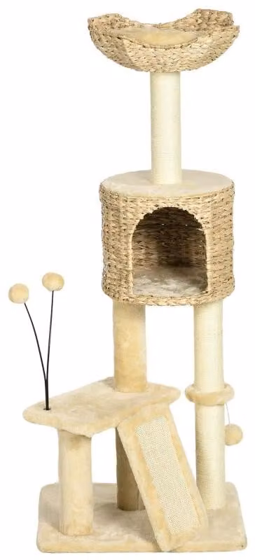 Albero per gatti con pali in sisal e amaca | Colore: Marrone | Dimensioni: 45x40x116 cm