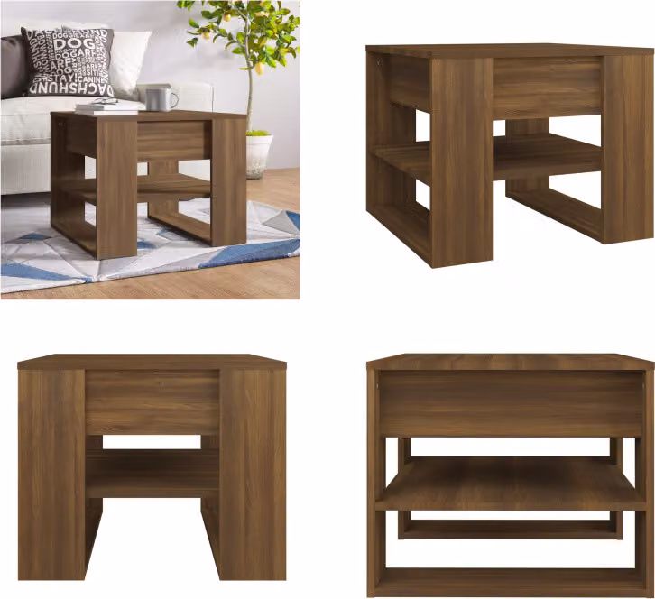 vidaXL Tavolino in rovere marrone 55,5x55x45 cm Materiale a base di legno - Tavolino - Tavolini - Tavolo da soggiorno - Tavolo da divano