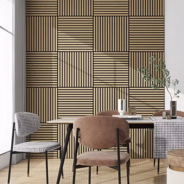 Set Vang di 8 Pannelli Murali 3D Fonoassorbenti 60x60 cm a Listelli Dritti Copertura 2,88 m² - Effetto Rovere NEU.HOLZ