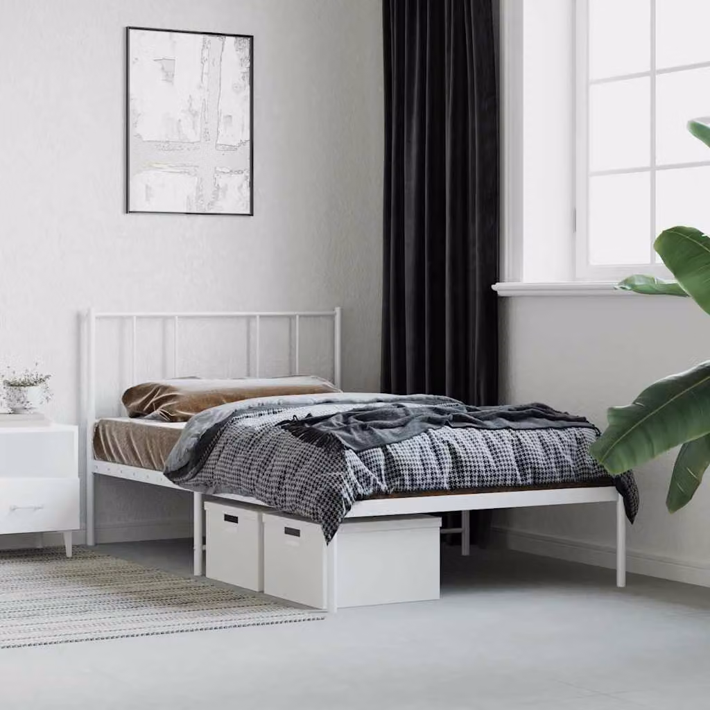 Giroletto vidaXL con testiera in metallo bianco, L 80 cm x P 196 cm