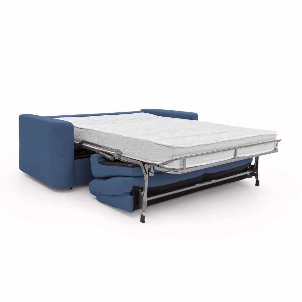 Divano letto Cupido Divani.Store in tessuto impermeabile blu con schienale alto, L: 202 cm, L/P/H: 140 x 190 x 202 cm – 2