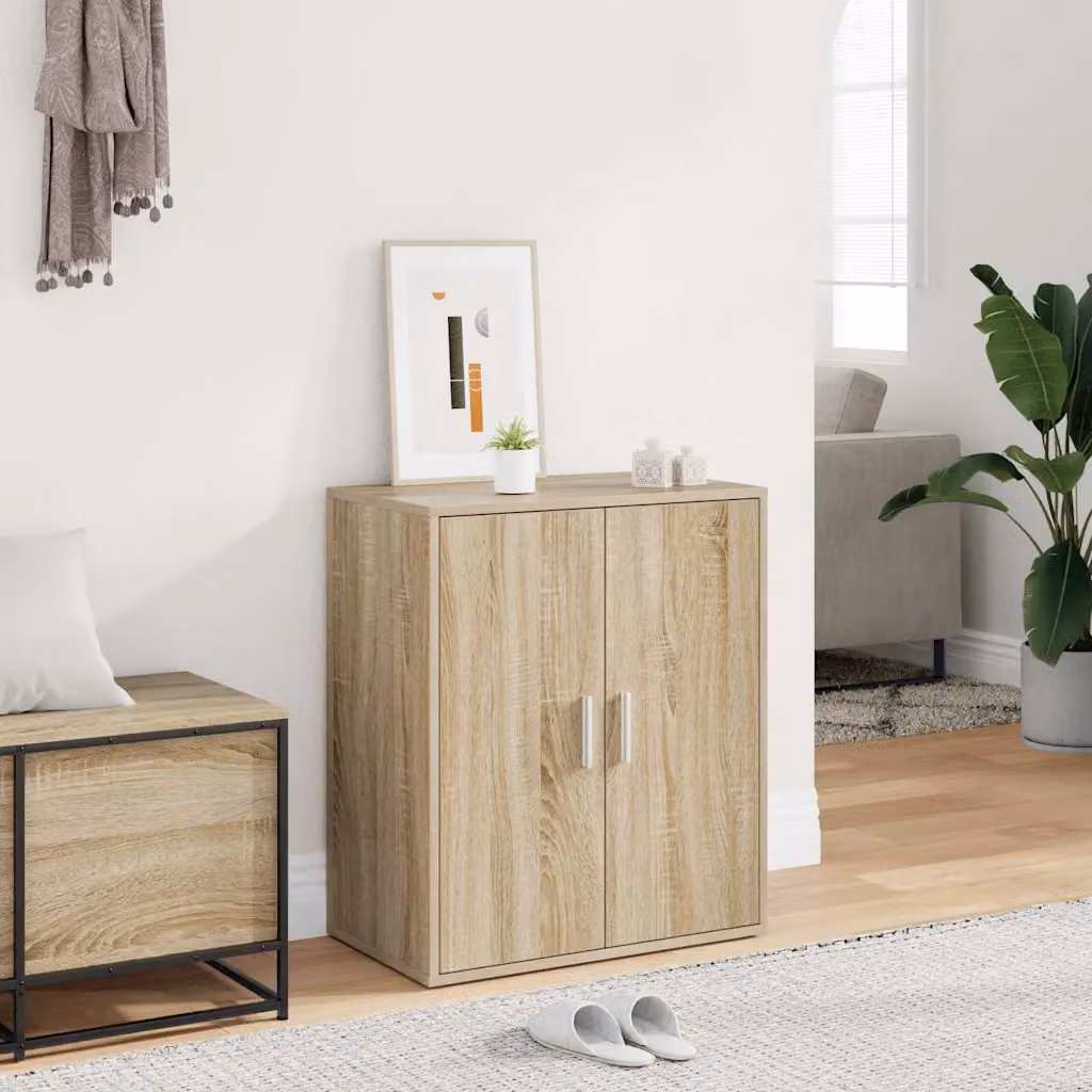 Mobile porta scarpe moderno vidaXL in legno Rovere Sonoma con ante a battente L: 60 cm, P: 35 cm, H: 70 cm