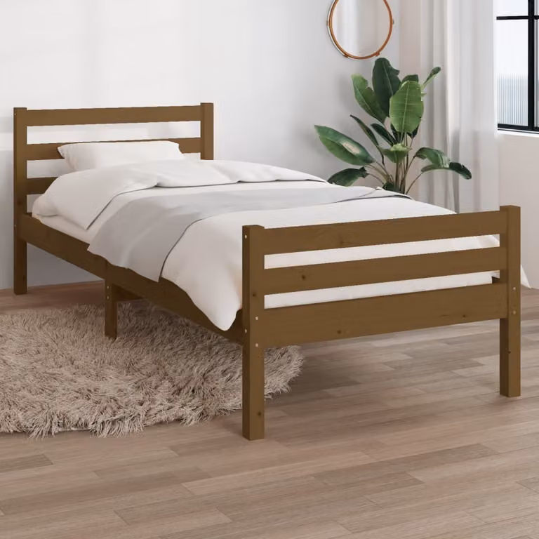 The Living Store Letto in legno massiccio marrone miele 75x190 cm