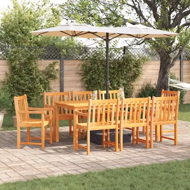 Set da Pranzo per Giardino e Terrazzo vidaXL in Legno di Acacia Trattato Marrone 9 pz