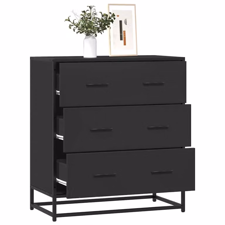 Credenza stile industrial vidaXL in metallo e MDF nero L: 68 cm, P: 35 cm, H: 76 cm