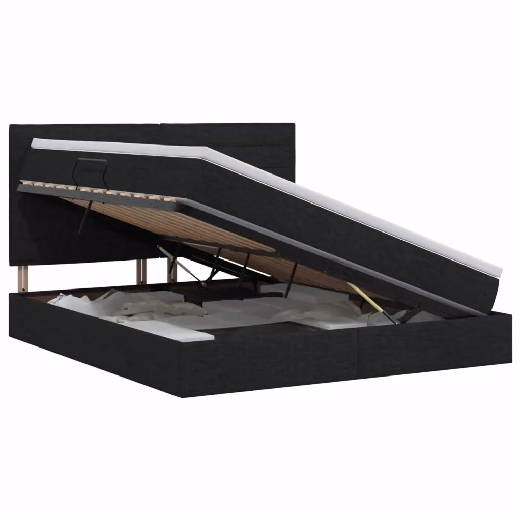 Letto con contenitore moderno vidaXL in tessuto nero L/P: 160 x 200 cm, H: 128 cm, 204 cm – 2