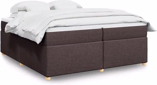Letto Ibrido con Giroletto a Molle e Materasso vidaXL in Legno di Pino e Tessuto, Marrone e Bianco, 200 x 200 cm – 1