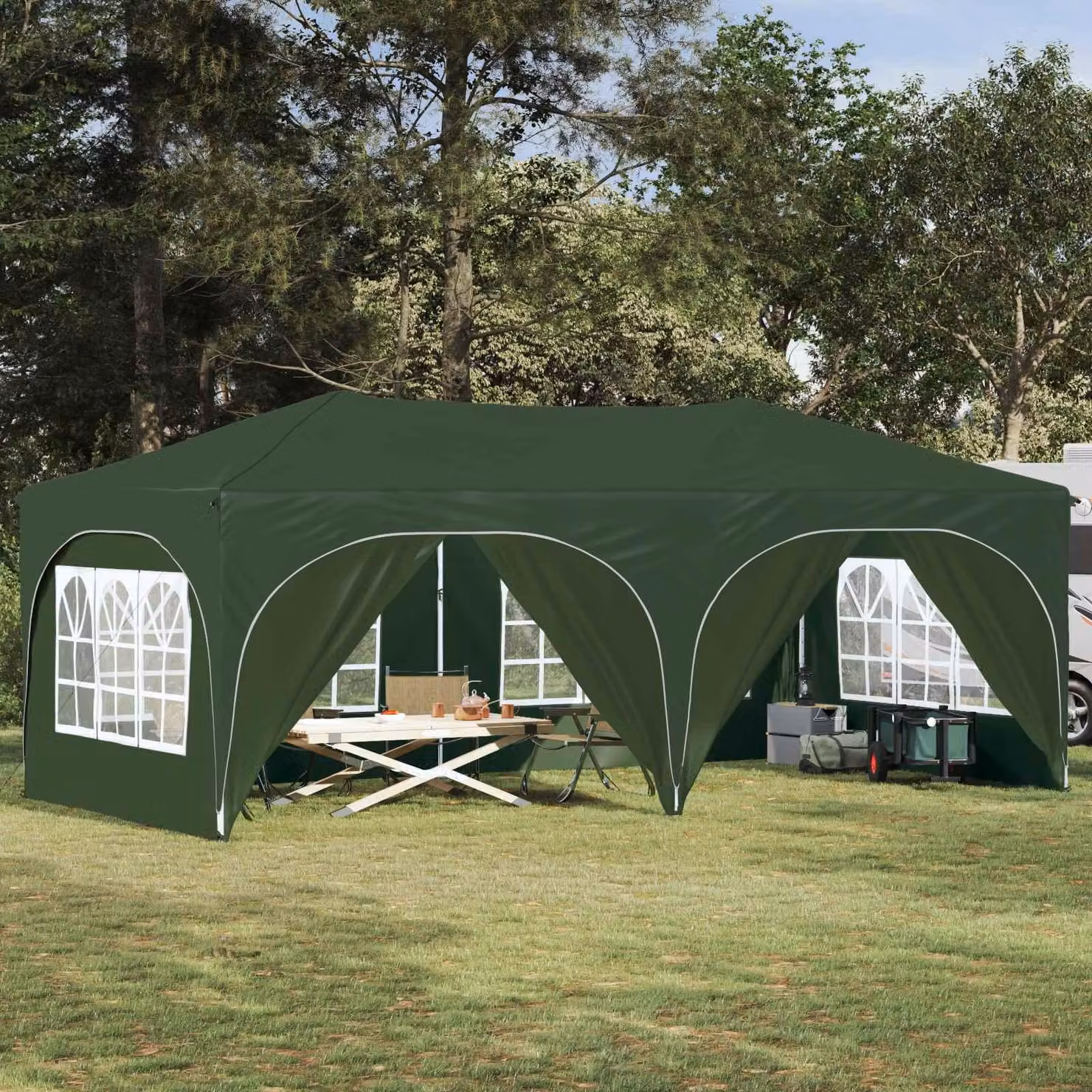 Maison Exclusive - Tenda pop-up per feste, dimensioni 575 x 288 x 245 cm, colore verde, realizzata in tessuto Oxford