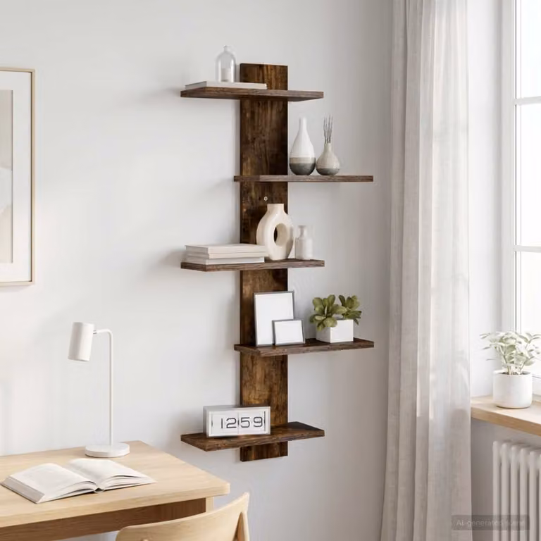 vidaXL Mensola a muro flottante moderna in Rovere Fumo, L 48,5 x P 15 x H 101 cm