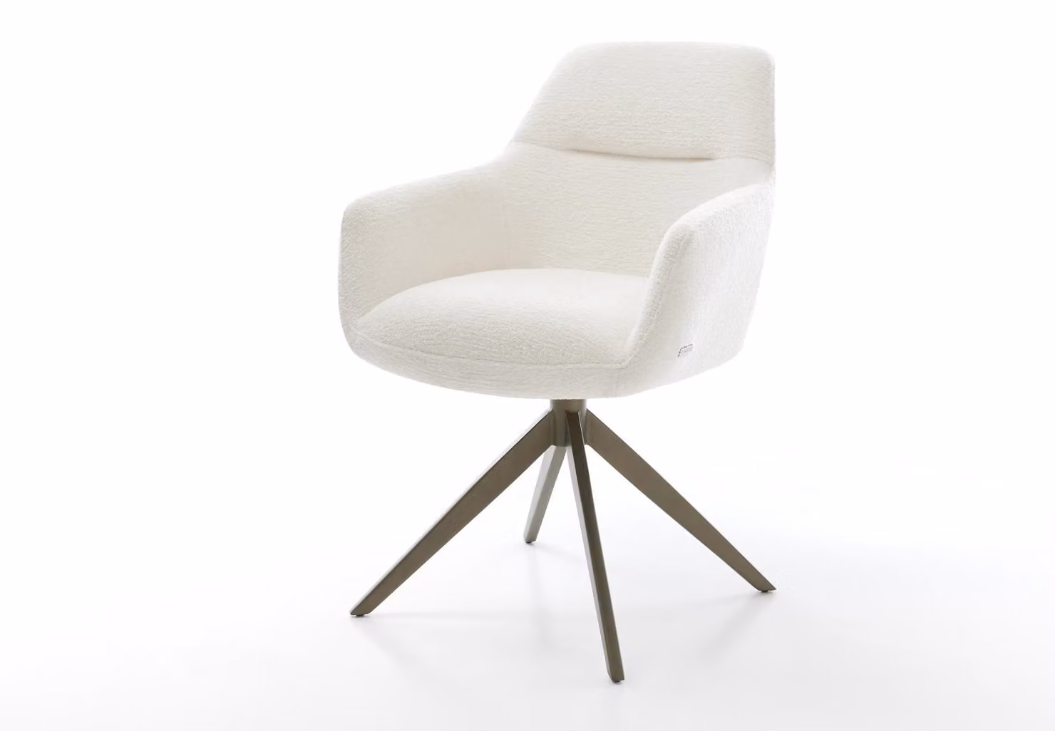DELIFE Sedia girevole Pejo-Flex Bouclé Soft Beige Telaio incrociato finitura effetto largo Titanio girevole a 360° Funzione dondolo Anima a molla tascabile