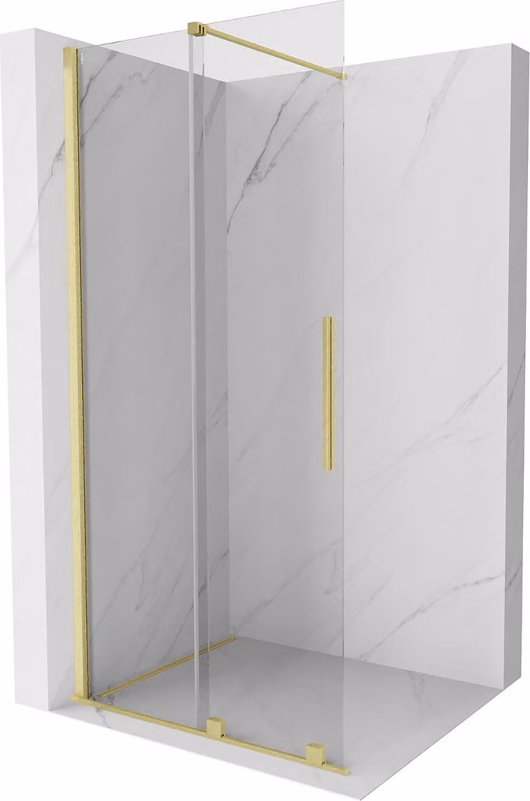 Mexen Velar parete doccia scorrevole Walk-in 110 x 200 cm, trasparente 8 mm, oro spazzolato - 871-110-000-03-55