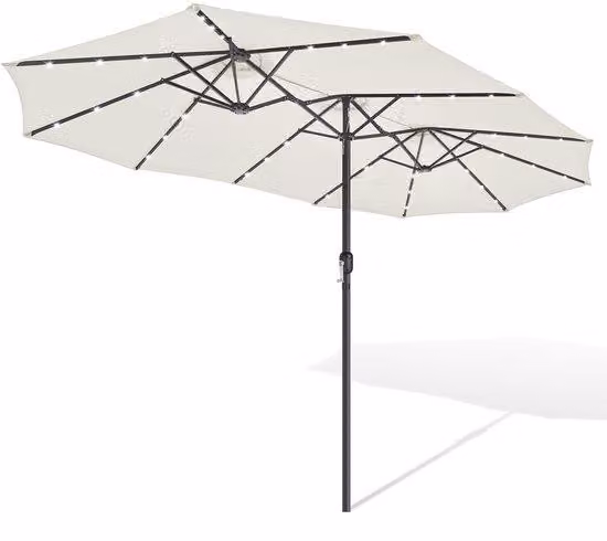 Ombrellone triplo color crema con illuminazione a LED – formato XXL con telo parasole ampio