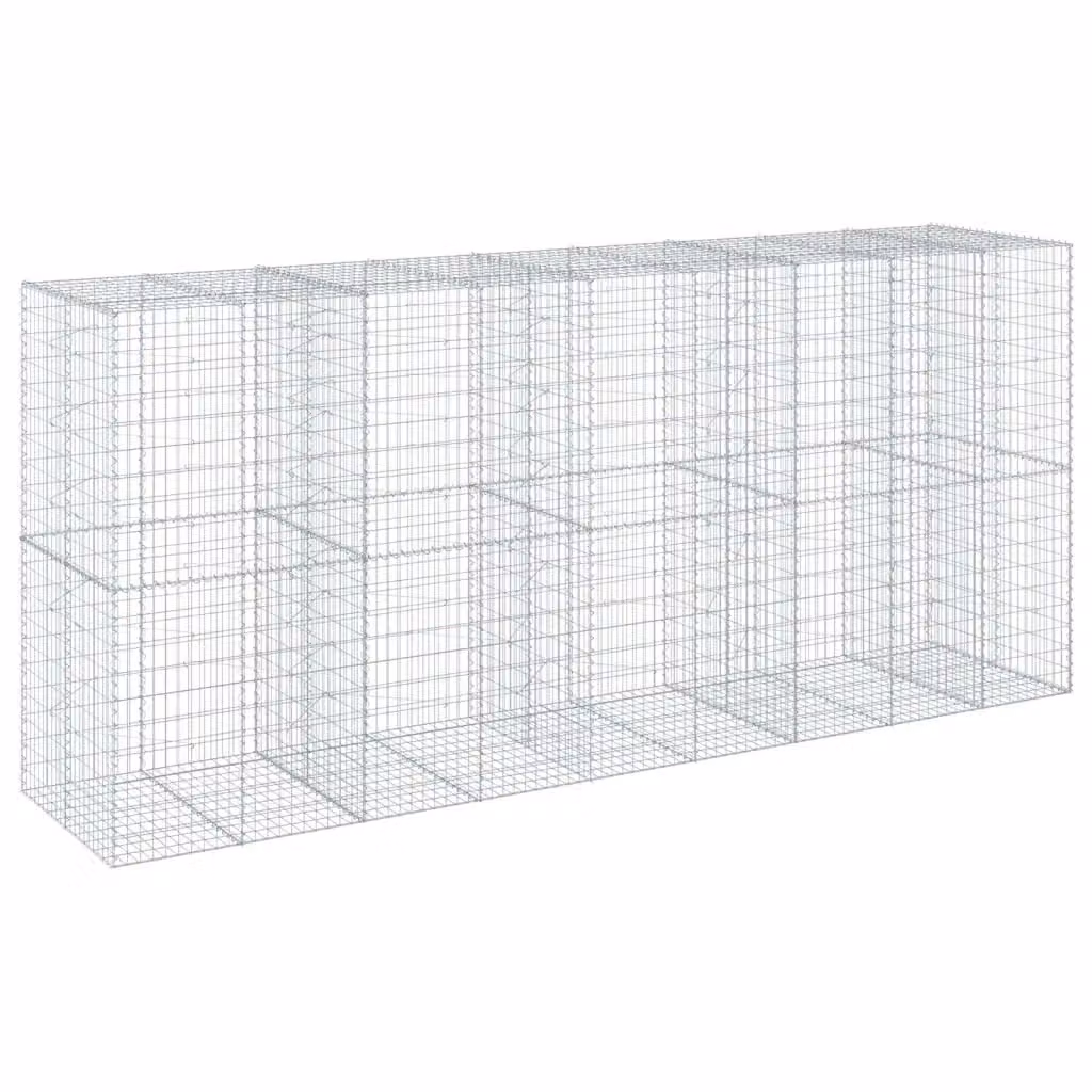 Cesto Gabbione con Copertura vidaXL in Ferro Zincato Argento L/P/H: 450 x 100 x 200 cm – 2