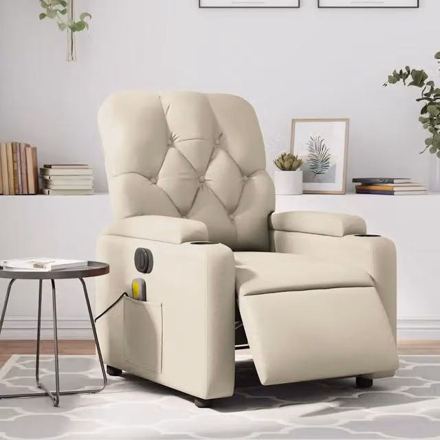 Poltrona Massaggiante Elettrica Reclinabile vidaXL in Similpelle Beige
