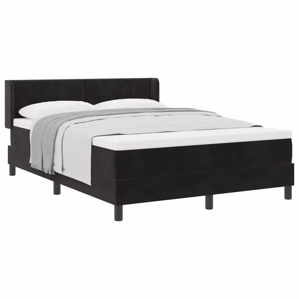 Letto ibrido con materasso e testiera vidaXL in velluto nero L 140 cm x P 190 cm – 2