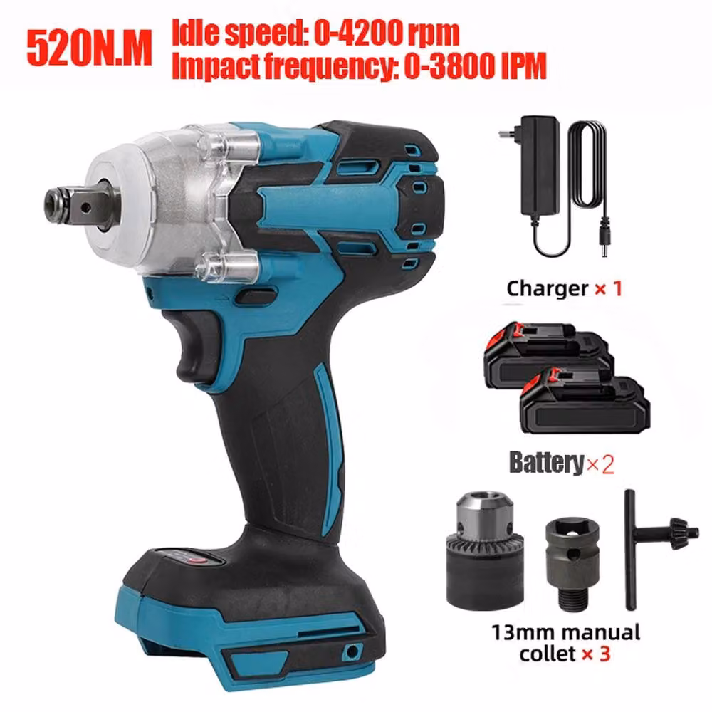 Avvitatore a percussione a batteria - Attacco 1/2" (1,27 cm) - Coppia di serraggio: 520 Nm - Motore brushless - Include 2 batterie da 18V - Con custodia per utensili