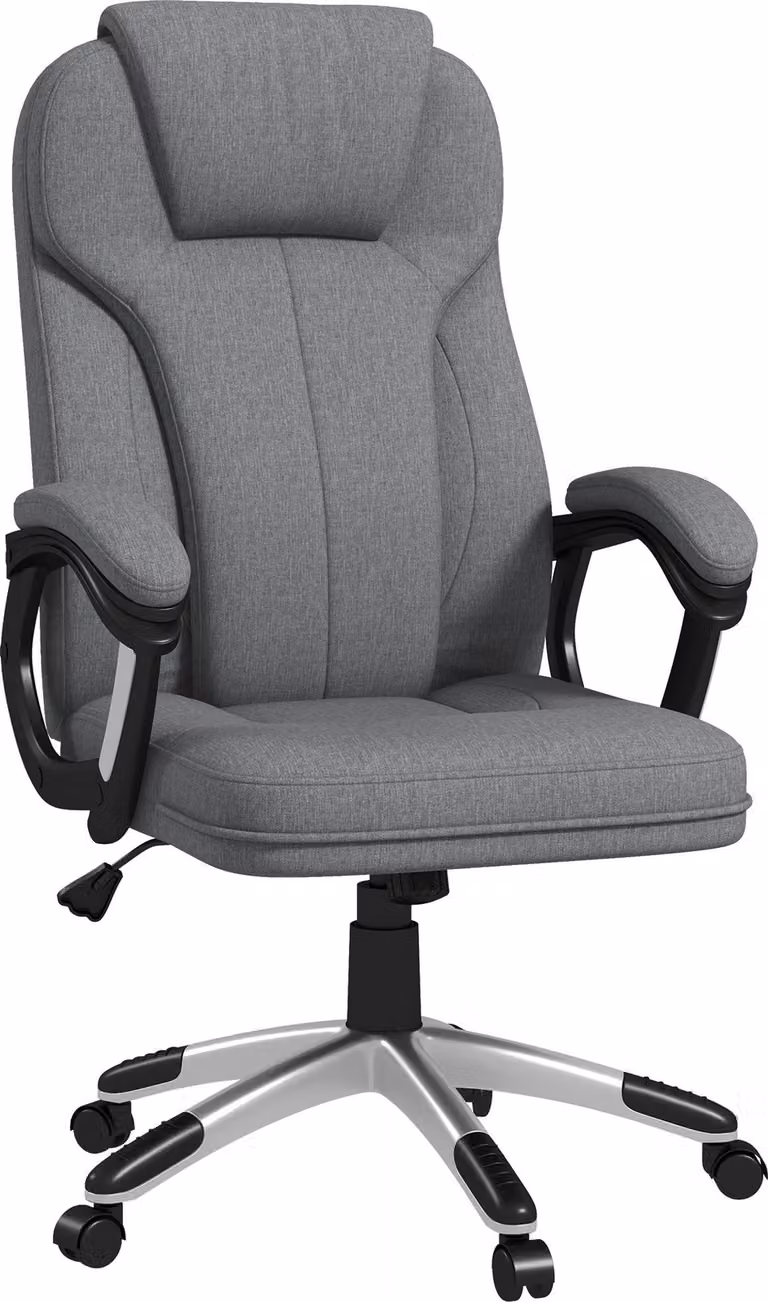 Sedia da ufficio Fortuna Lai Sedia ergonomica per computer con funzione oscillante, regolabile in altezza, poggiatesta, braccioli, grigio effetto lino, 66x75x110-120 cm, per lavorare comodamente | .de
