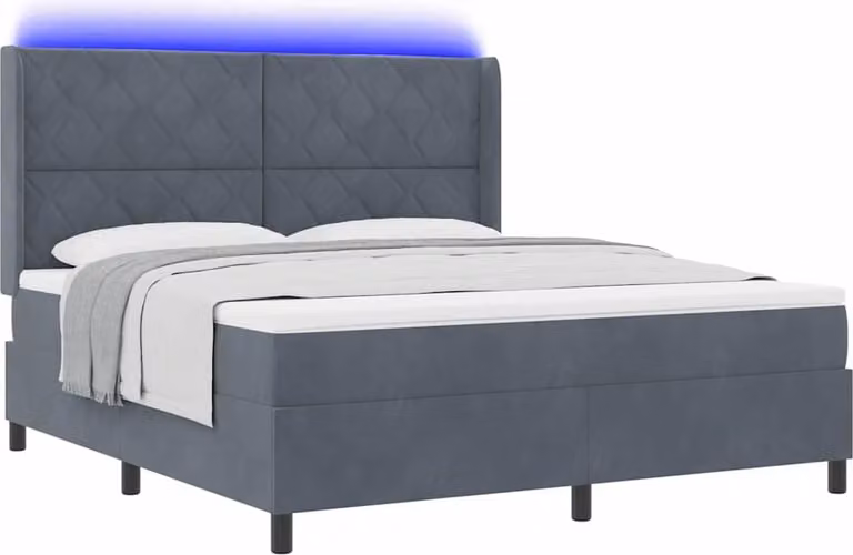 Letto a molle con materasso Grigio scuro 180 x 200 cm Velluto