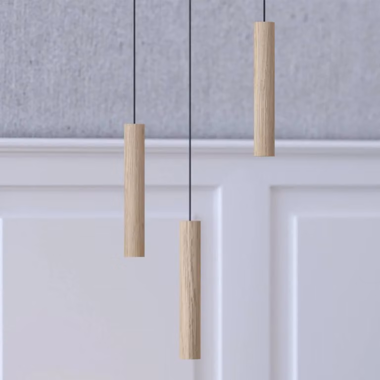 UMAGE Lampada a sospensione Chimes Tall, Legno chiaro, Soggiorno / Sala da pranzo, Legno, Scandinavo, Lampada a sospensione