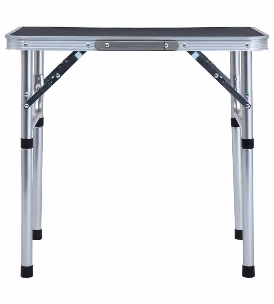 Tavolo Pieghevole da Campeggio Grigio in Alluminio 60x45cm