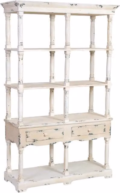 Scaffale in legno di abete bianco invecchiato WANDERLUST DECO L: 129,5 cm, P: 49,5 cm, H: 207 cm