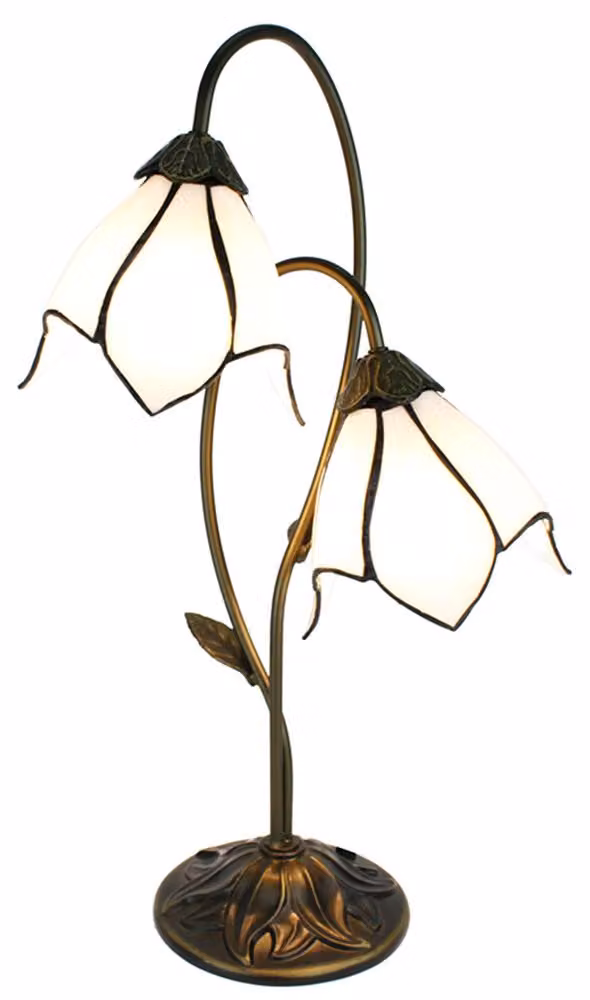 Clayre & Eef Lampada da tavolo Tiffany 61 cm Bianco Marrone Poliresina