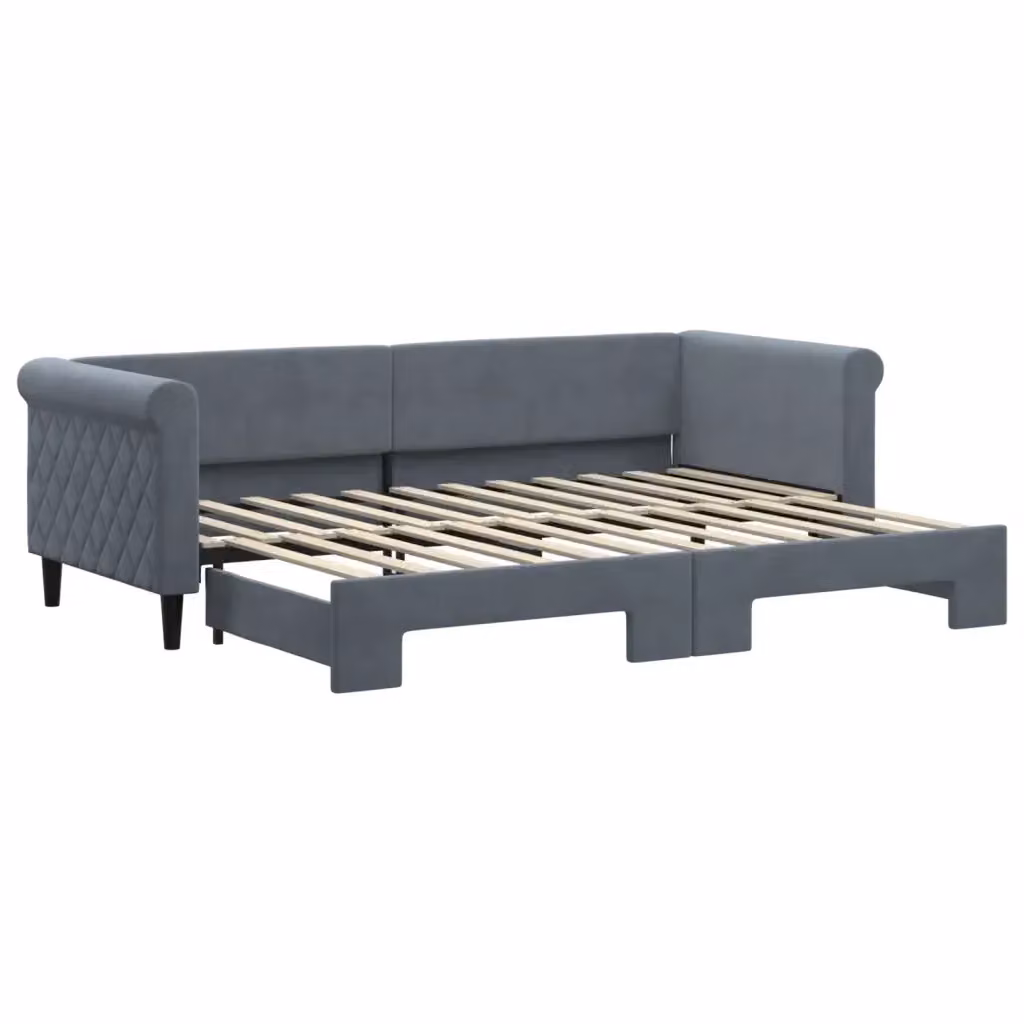 Divano Letto con Letto Estraibile vidaXL in Velluto Grigio per Soggiorno e Camera da Letto L/P/H: 229 x 80 x 68 cm – 2