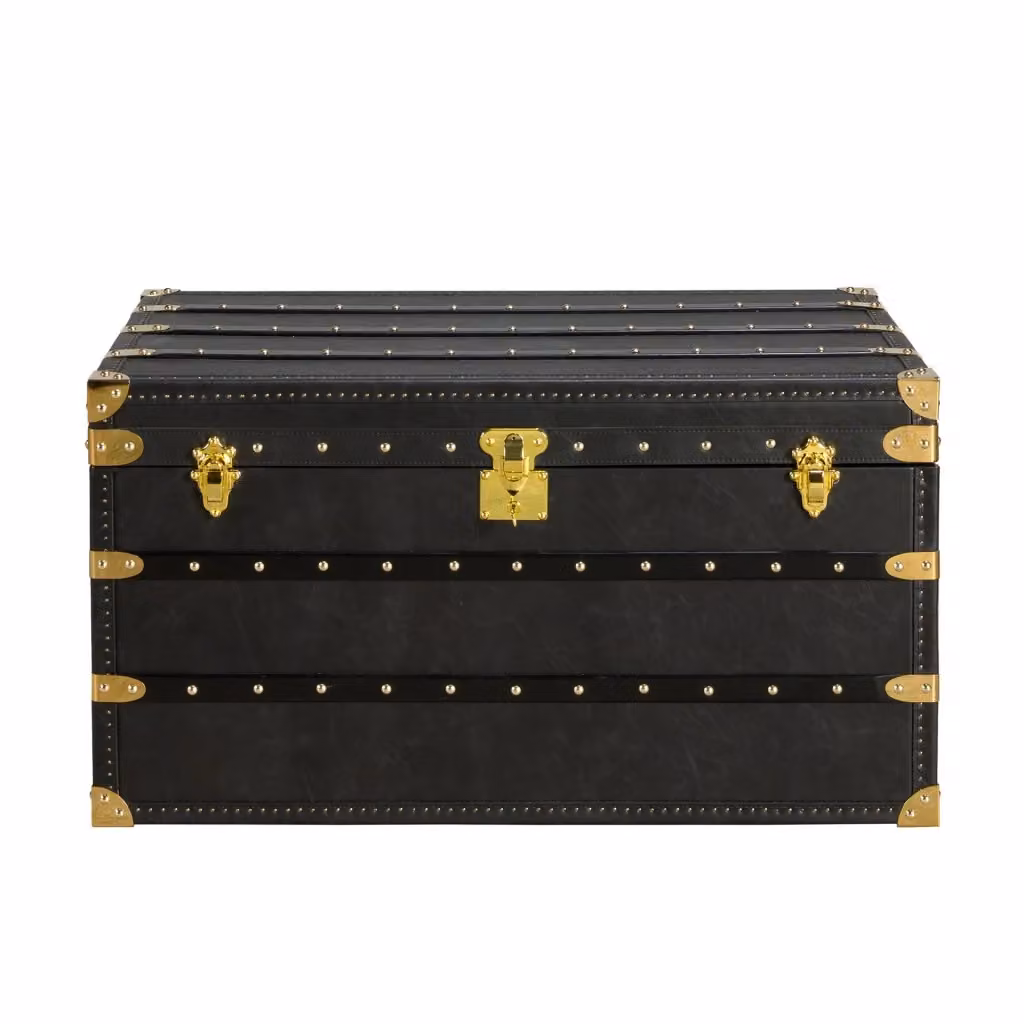 Baule moderno in pelle nera e dettagli oro Angel Cerda L: 54 cm, P: 54 cm, H: 50 cm – 2