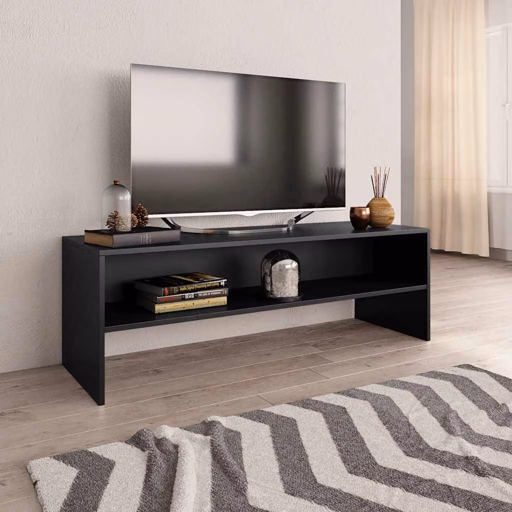 vidaXL Mobile Porta TV Nero in Legno Multistrato e MDF L: 120 cm, P: 40 cm, H: 40 cm