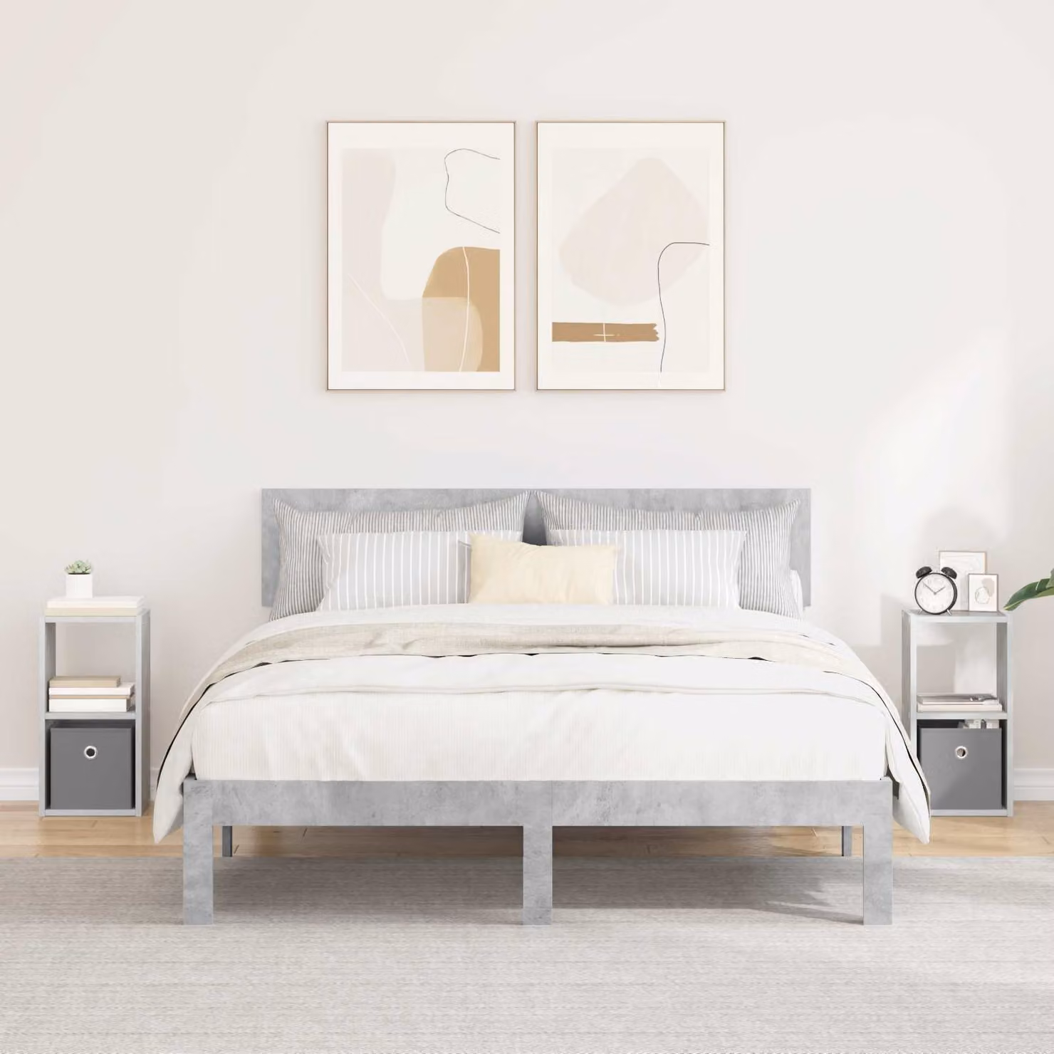 Set di 2 comodini vidaXL in stile moderno colore grigio cemento, L 25,5 cm x P 22 cm x H 49,5 cm