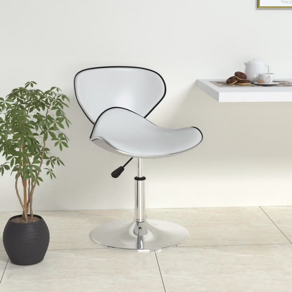 Sgabello da bar moderno vidaXL in similpelle bianca con struttura in metallo L: 45,5 cm, P: 45 cm, H: 76 cm