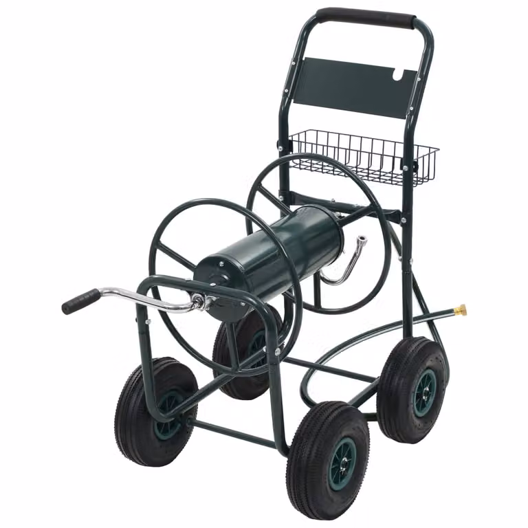 The Living Store Avvolgitubo da giardino con attacco da 1/2" 75 m in acciaio