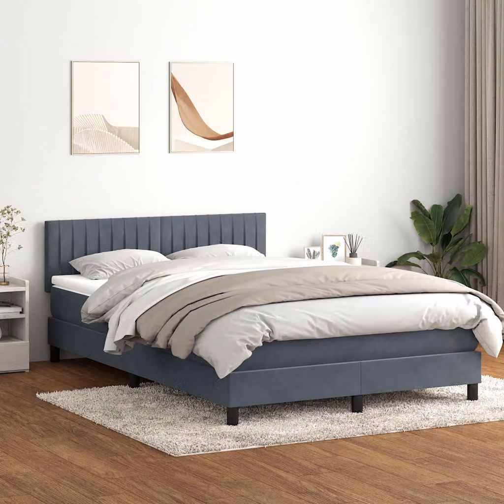 Letto con Materasso Ibrido vidaXL in Velluto Grigio con Illuminazione LED e Porte USB L/P/H: 160 x 200 x 213 cm