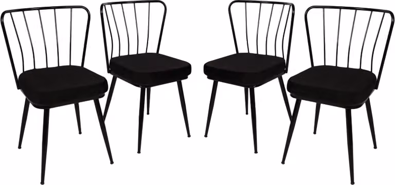 Skye Decor, Yıldız 943 V4, Set di sedie (4 pezzi), nero, 100% METALLO, 43 x 42 x 82 cm