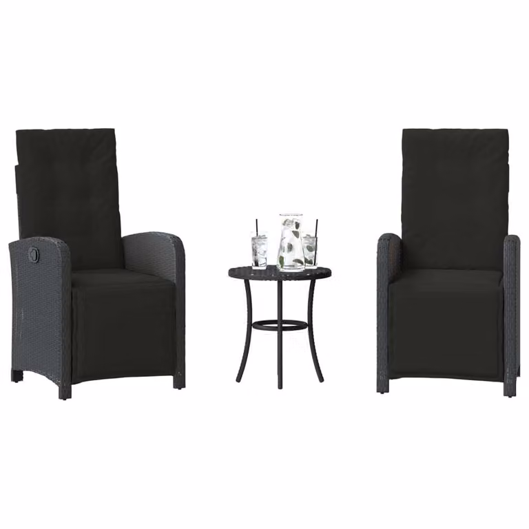 Maison Exclusive - Set da bistrot 3 pezzi con cuscini Nero Poly Rattan
