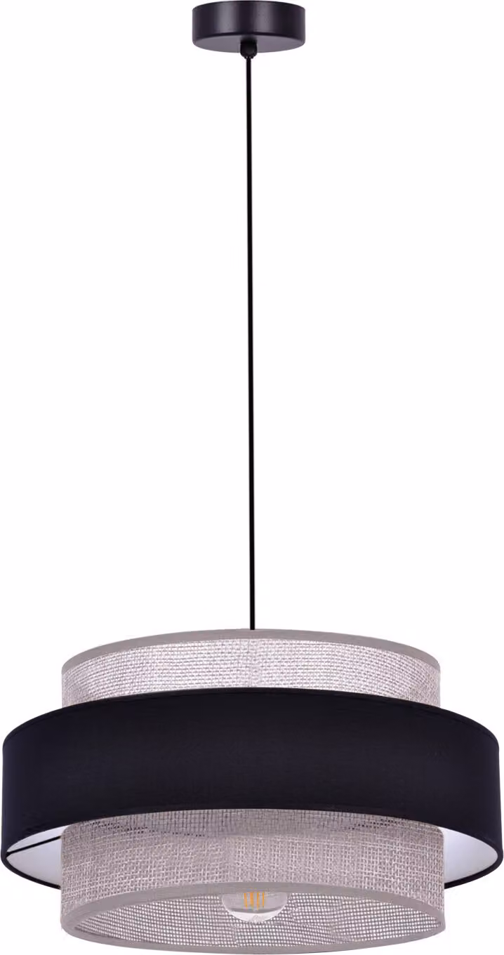 Lampada a sospensione DOKA nero-grigio 1xE27x40W in tessuto, dimensioni: 100x40x40 cm, IP20, Kaja