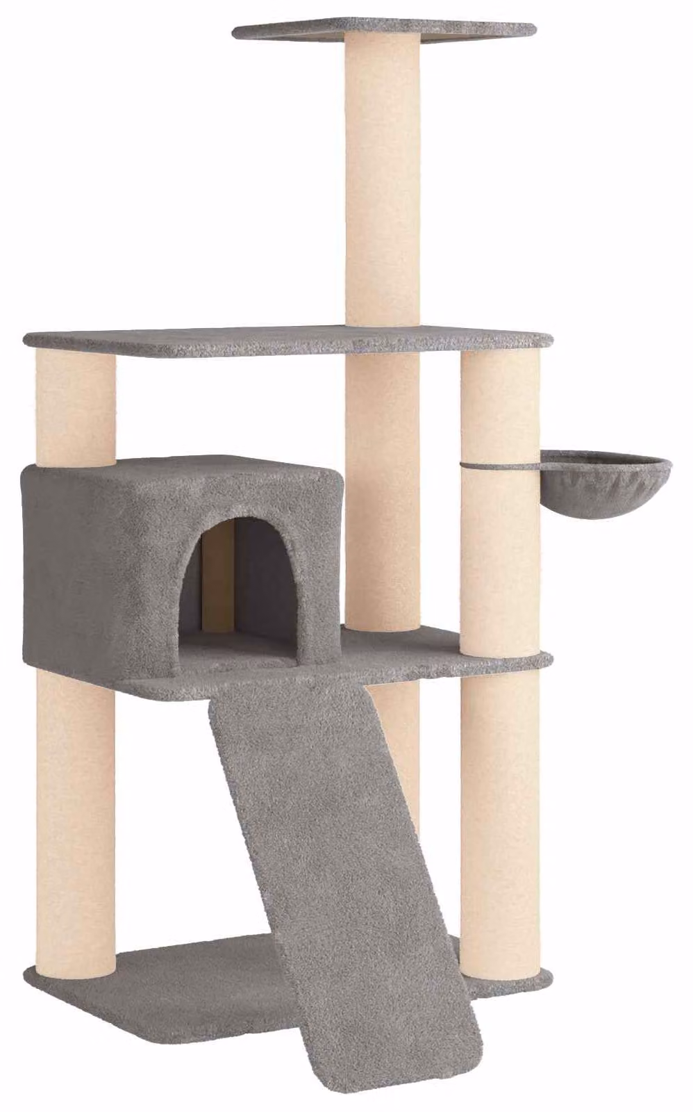Albero per gatti con pali in sisal, colore grigio chiaro, altezza 173 cm