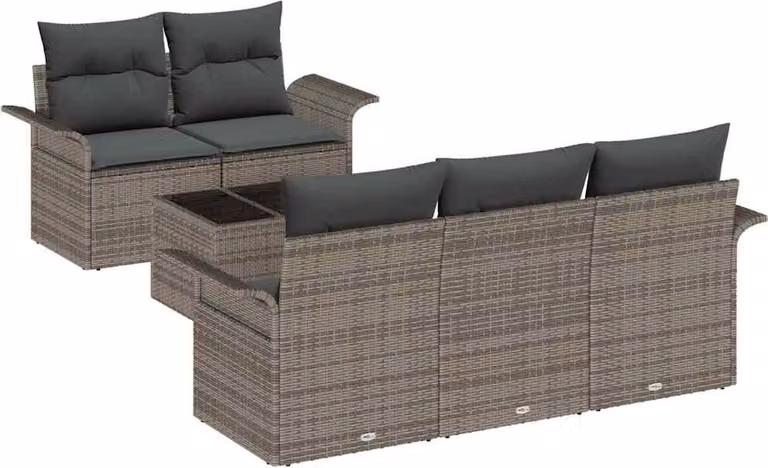 Set di divani con cuscino 6 pcs Grigio polyrattan