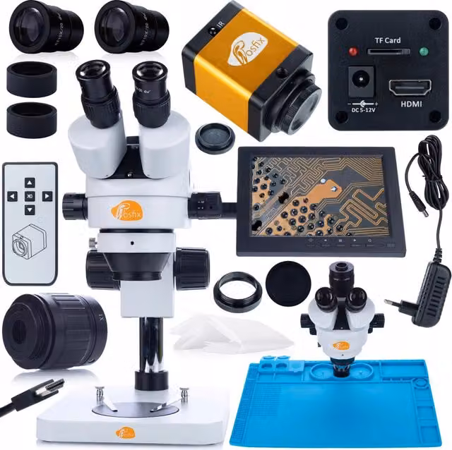 Set Microscopio Professionale Rosfix con Telecamera HD e Tappetino in Silicone, Colore Bianco