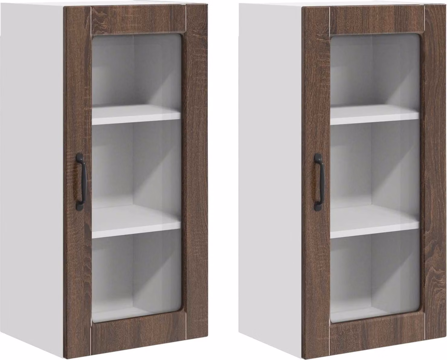 Mobile in vetro da parete LUCCA 2 pcs Rovere Marrone