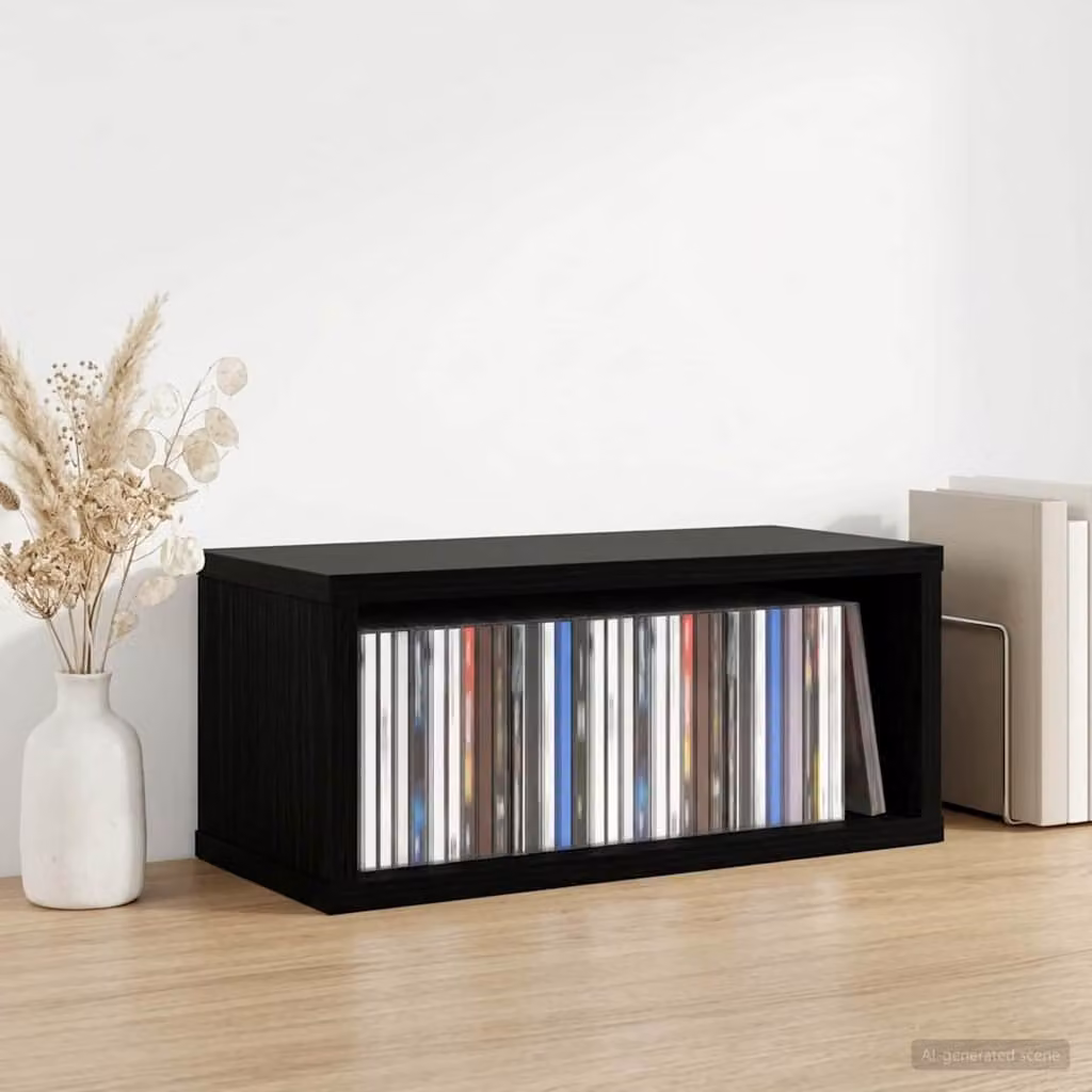 vidaXL Rack per Stoccaggio CD Nero Opaco L: 40 cm, P: 17 cm, H: 17 cm